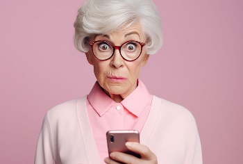 Older woman holding cell phone