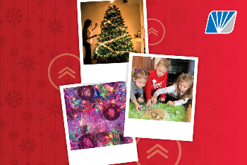 Graphic with three images of kids at Christmas time