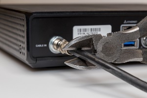 Cutting a cable on a tv box