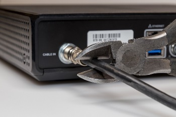 Cutting a cable on a tv box