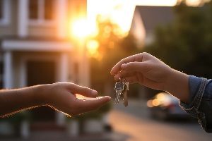 Candid joy as a person receives keys to their first home or apartment