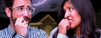 Man and woman nervous and biting nails Man and woman nervous and biting nails