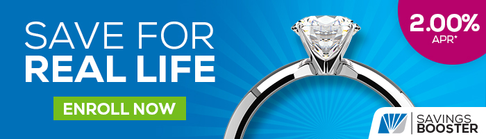 Text: Save for real life SavingsBooster. Enroll now