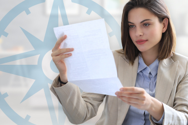 Woman looking at a financial document