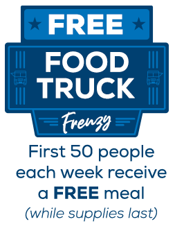 Free food truck frenzy - first 50 people each week receive a free meal while supplies last