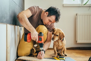 Man working on home improvements.