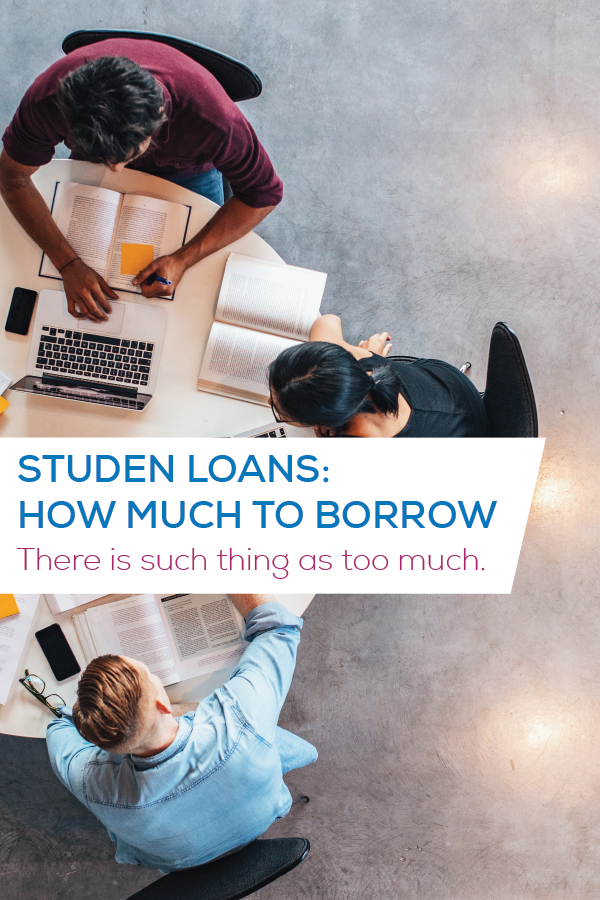 student loans how much to borrow-01 college students studying