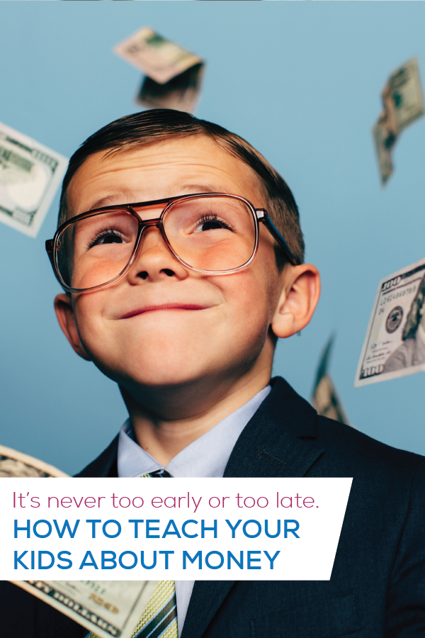 talk to your kids about money-01 young boy with falling money