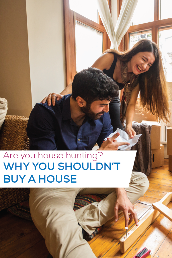 why you shouldn't buy a house-01 couple putting together furniture pin image