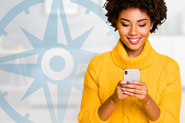 compass-page-graphics-compass-playlists Young girl looking at her phone