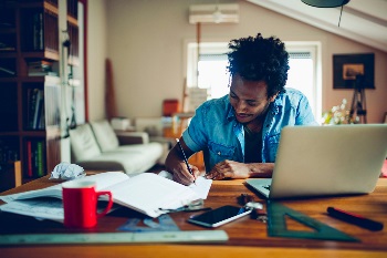 college student doing homework