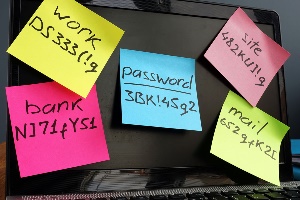 post-it notes with passwords