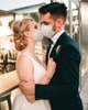 Couple getting married with masks