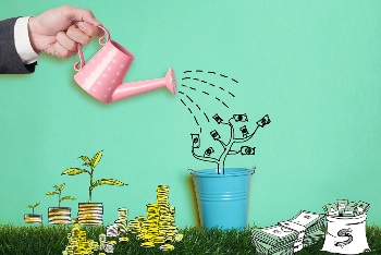 Watering can watering money