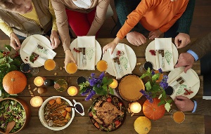 thanksgiving table from above