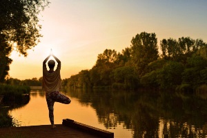 woman doing yoga