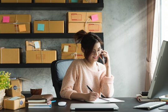 Business owner working in office