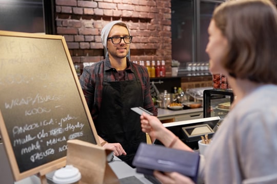 Coffee shop taking credit card payment Coffee shop taking credit card payment